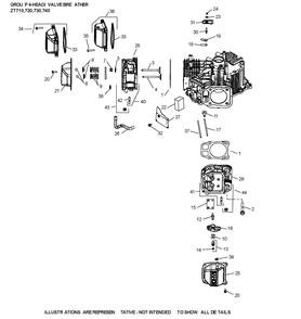 Zt740-3064 Cylinderhead And Breather Diagram and Parts List for ZT740-3064  Cub Cadet Lawn Tractor